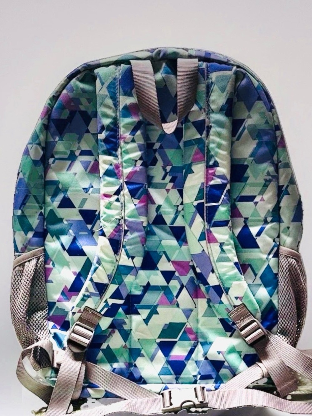 L.L.Bean Deluxe Backpack W/Mesh Pocket Zip- in pattern "Fresh Mint Prism" - Picture 12 of 13